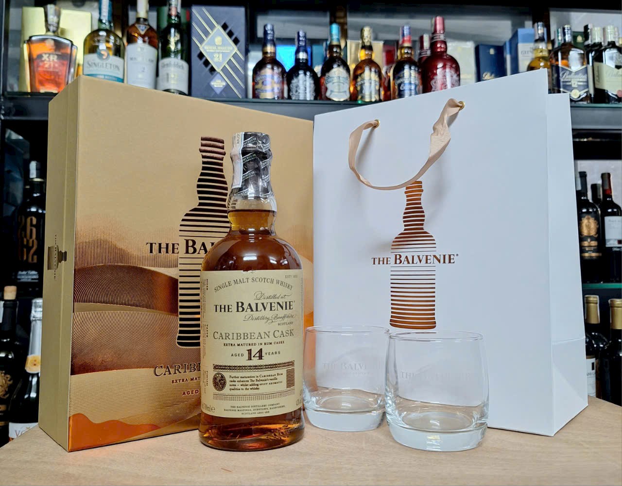 The Balvenie Caribbean Cask 14Yo 700ml/40%vol.(Hôp quà tặng: + hộp, 2 cốc, túi giấy)